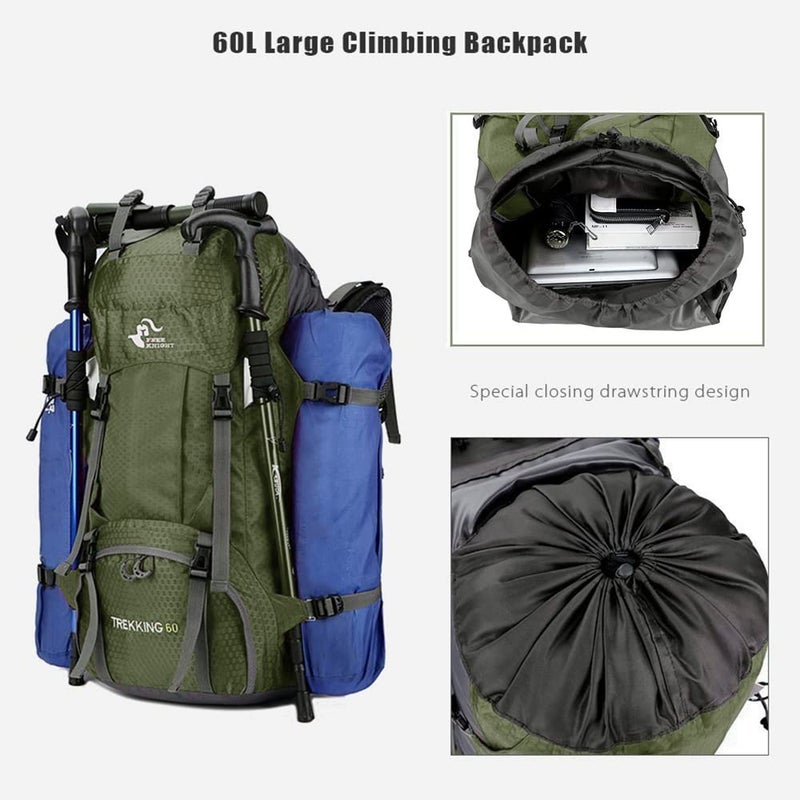 Bseash 60L Waterproof Hiking Camping Backpack with Rain Cover  Large Outdoor Sport Travel Daypack Rucksack for Climbing - Image 4